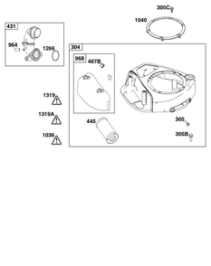 Blower Housing And Air Cleaner Group Diagram and Parts List for 200000 - 399999 Briggs and Stratton Engine